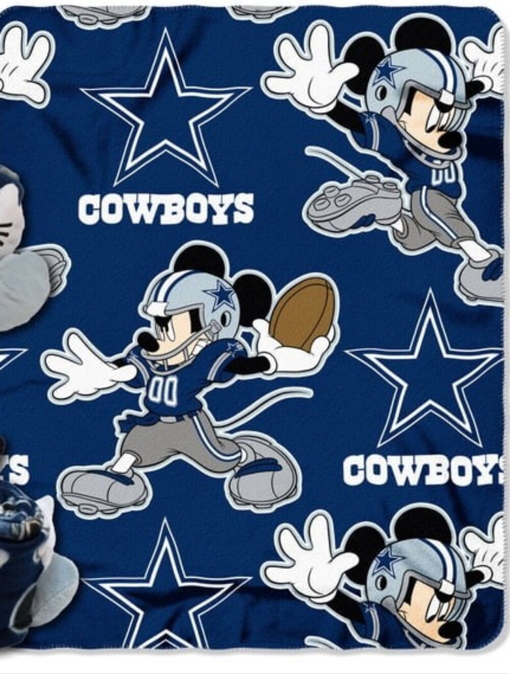 Disney Navy Blue and Gray Mickey Mouse Cowboys Fleece Blanket, 40" X 50"